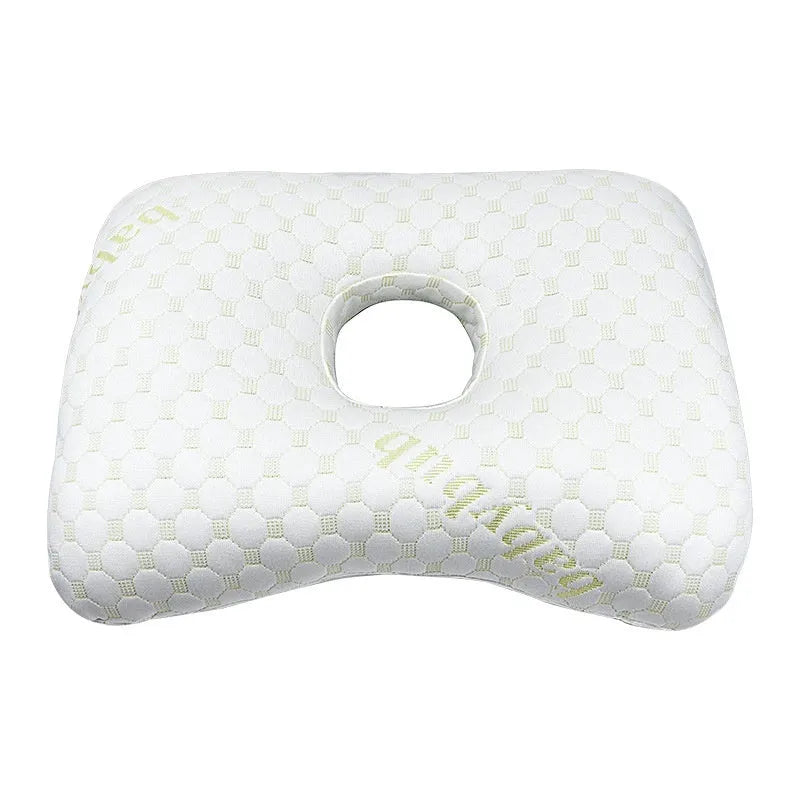 Beauty salon single hole ear pillow in grey with detachable cover, shown next to a tape measure indicating 39cm length.