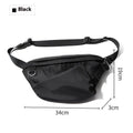 Men's Japanese leisure slanted chest bag in black Oxford fabric with sewing line details