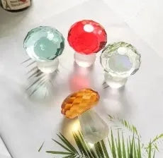 Colourful mushroom-shaped crystal decoration in modern simplicity style, 40mm by 53mm.