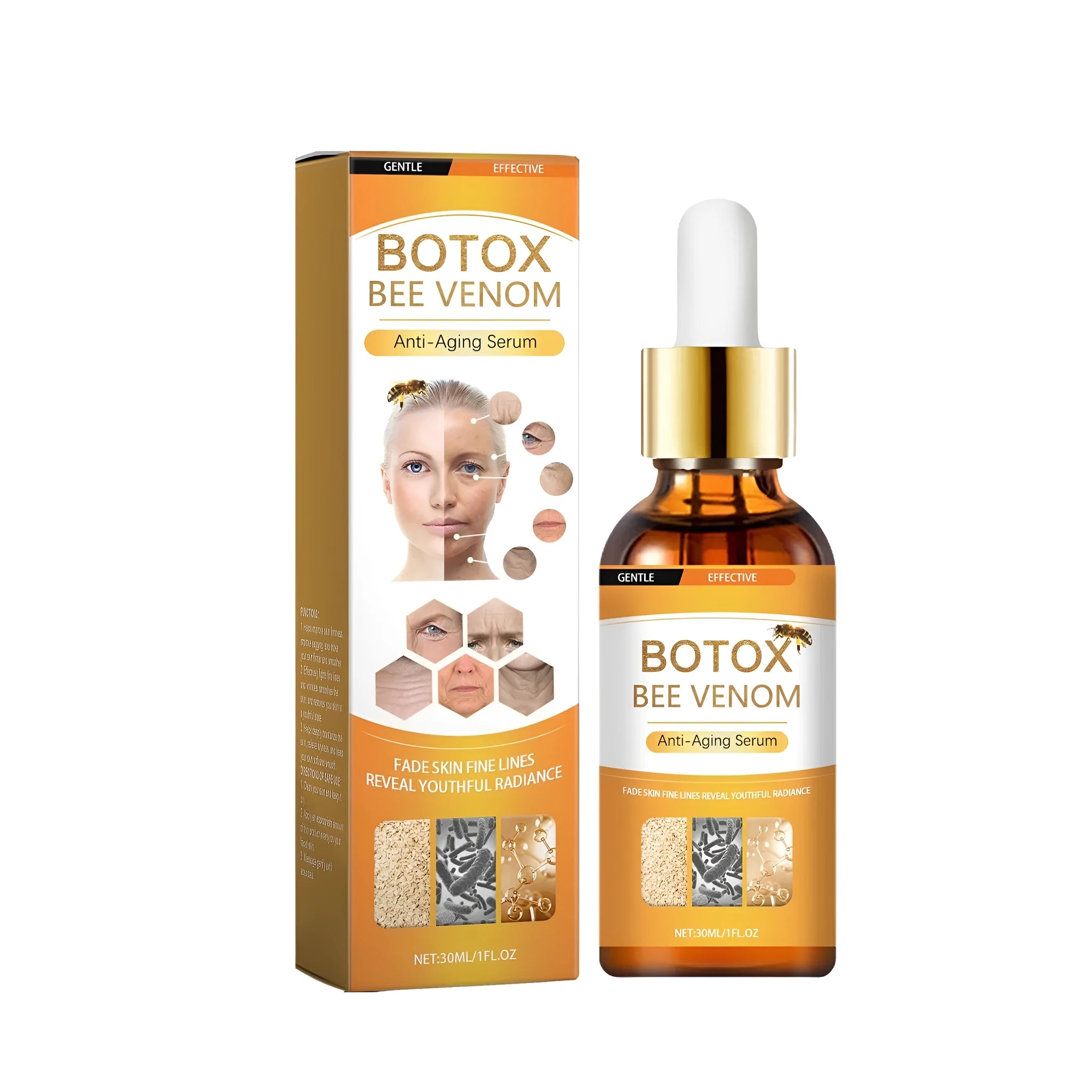 Anti aging liquid serum 30ml bottle with hyaluronic acid bee venom and botulinum ingredients