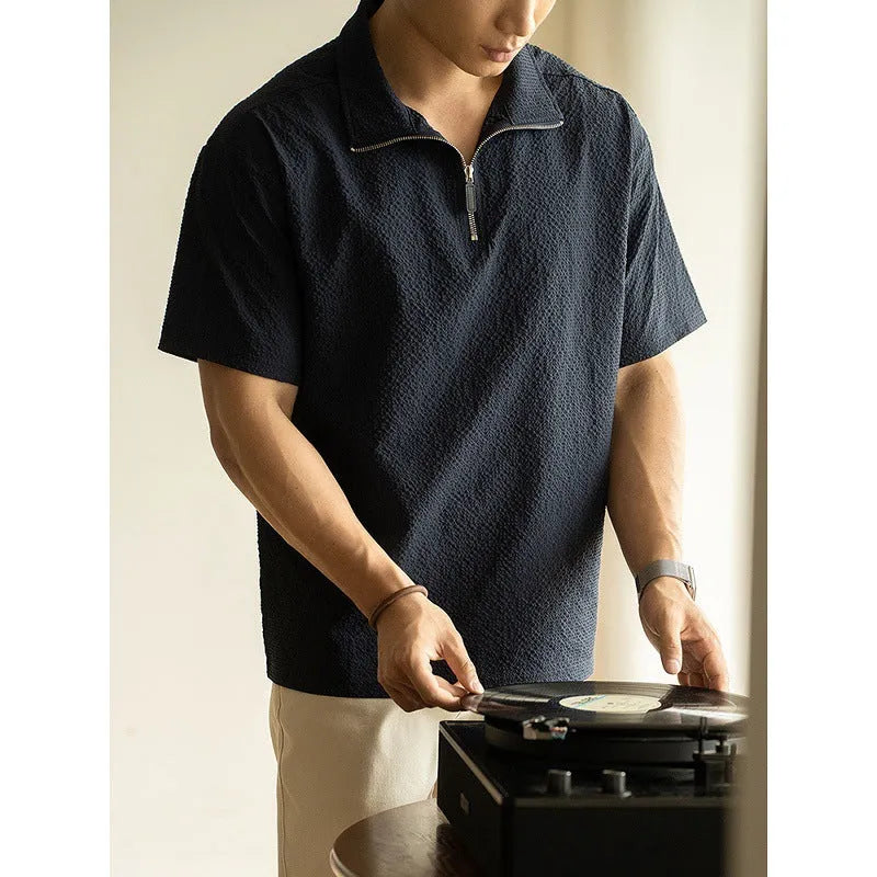 American quick-drying ice silk short sleeve t-shirt in cedar green, loose fit 100% polyester summer casual