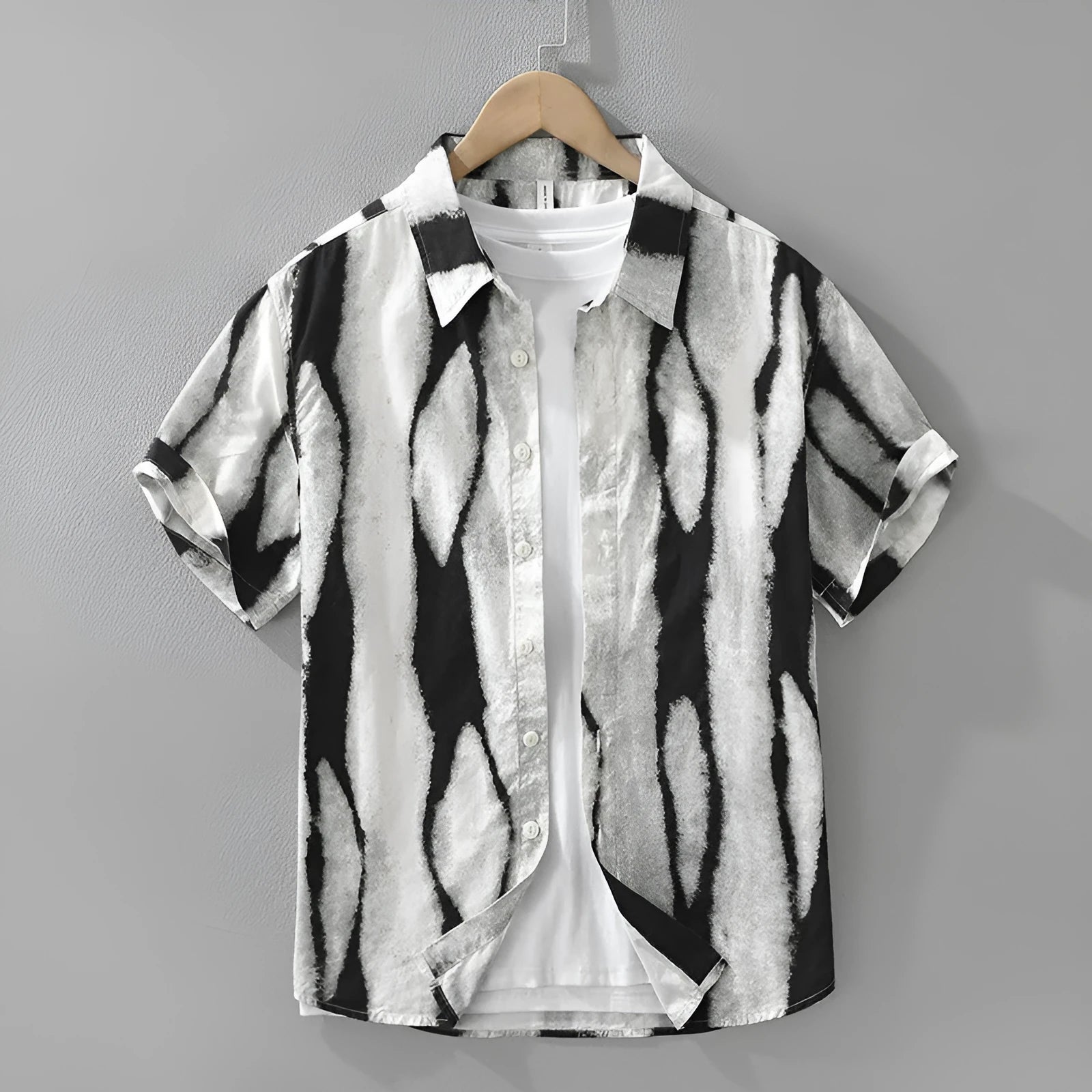Retro striped pure cotton short sleeve cardigan shirt in loose fit