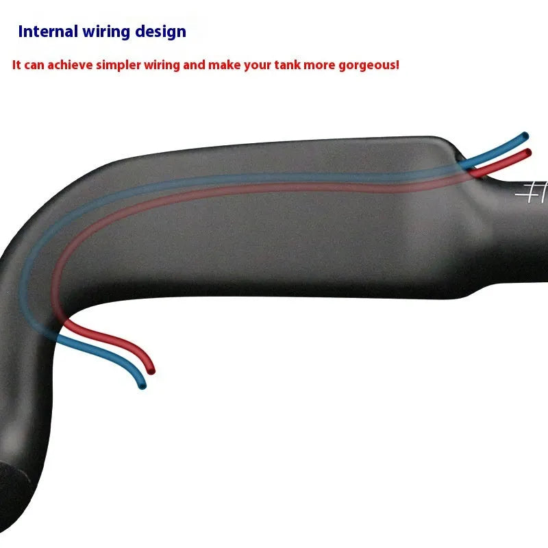Carbon fiber road bicycle handle bar with double line finish shown in black