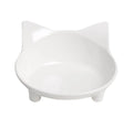 White shallow cat bowl with rubber anti-skid base for whisker fatigue relief