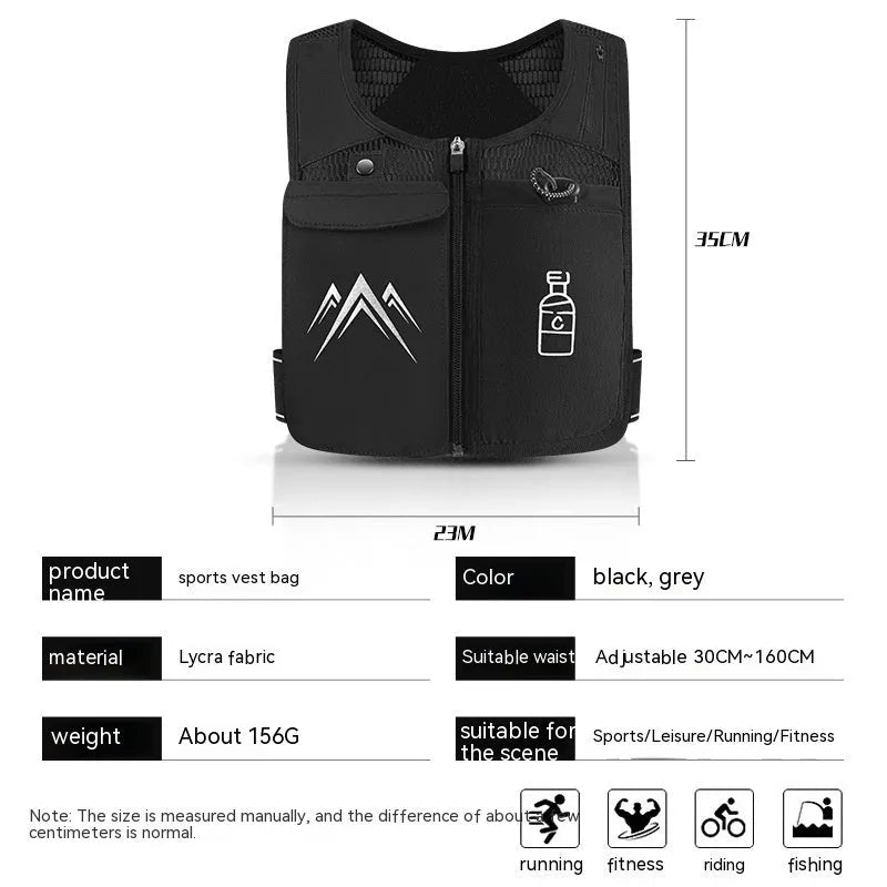 Breathable mesh running vest with integrated mobile phone pouch for outdoor sports