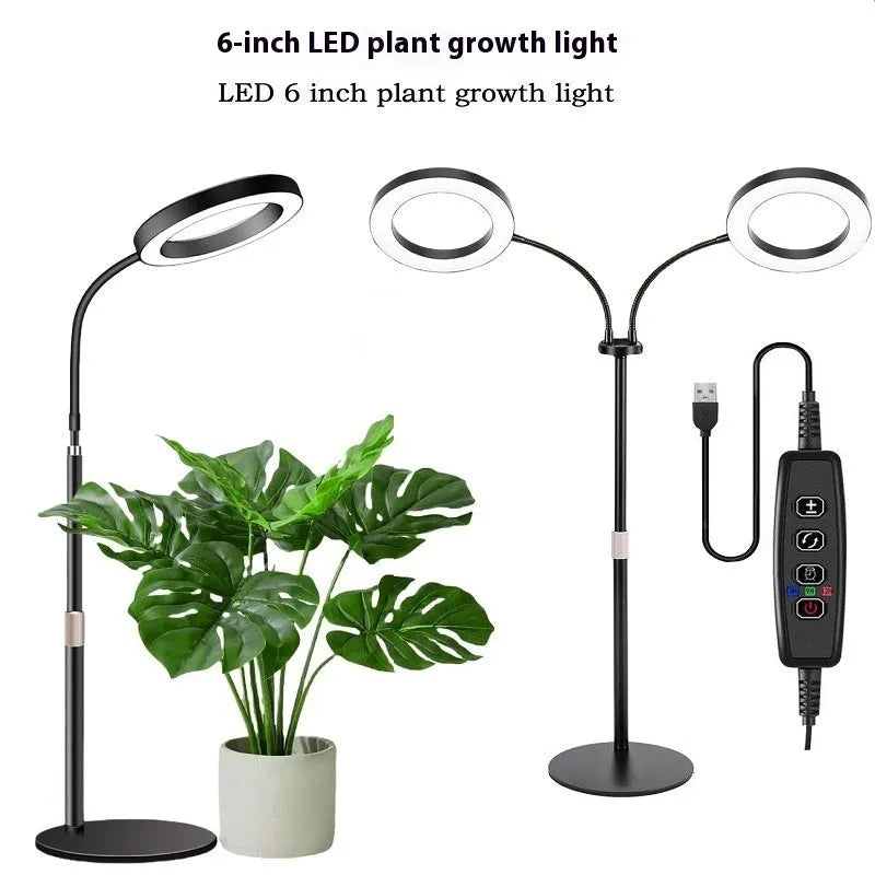 6-inch Angel Ring plant grow light on retractable floor stand with aluminium alloy construction