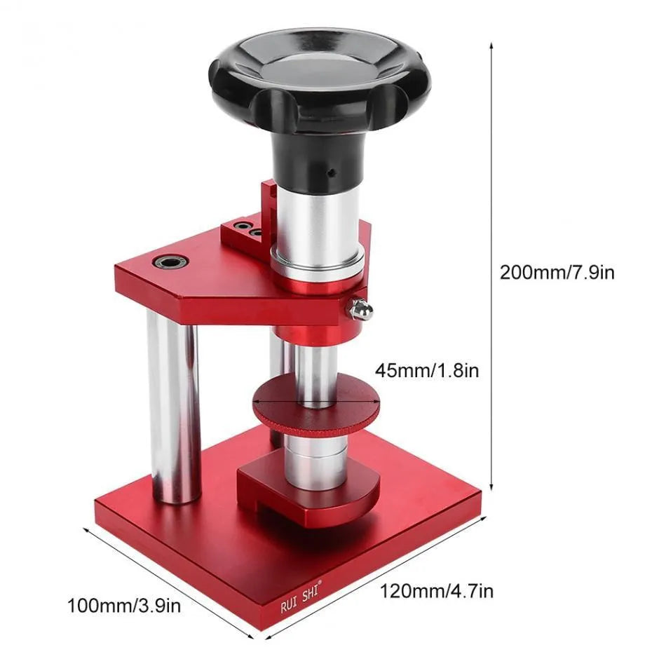 Watch repair spiral cap presser tool with 20 plastic moulds for back cover pressing
