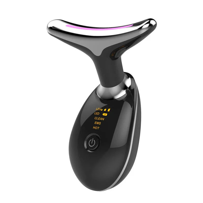 Beauty neck fade care massage instrument with ultrasonic infrared colour light functions in white