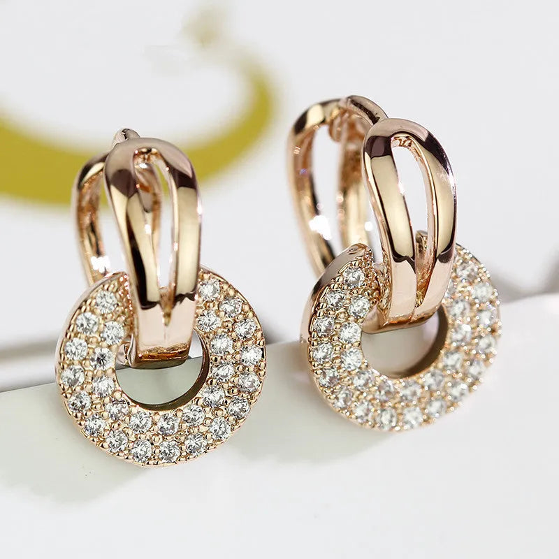 Fashion zircon earrings simple all-match women geometric copper gold platinum rose gold