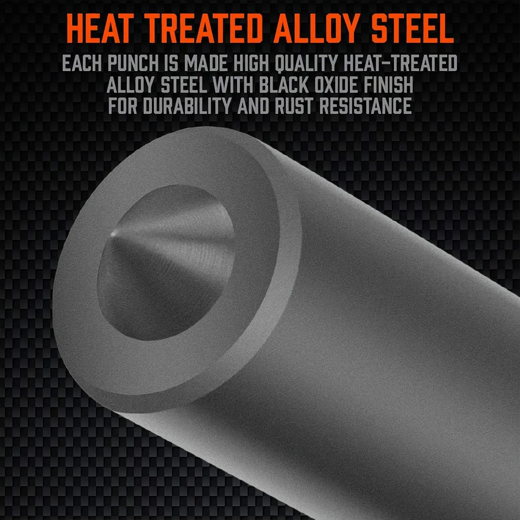 Orange alloy plastic punch needle tool with metal head on white surface