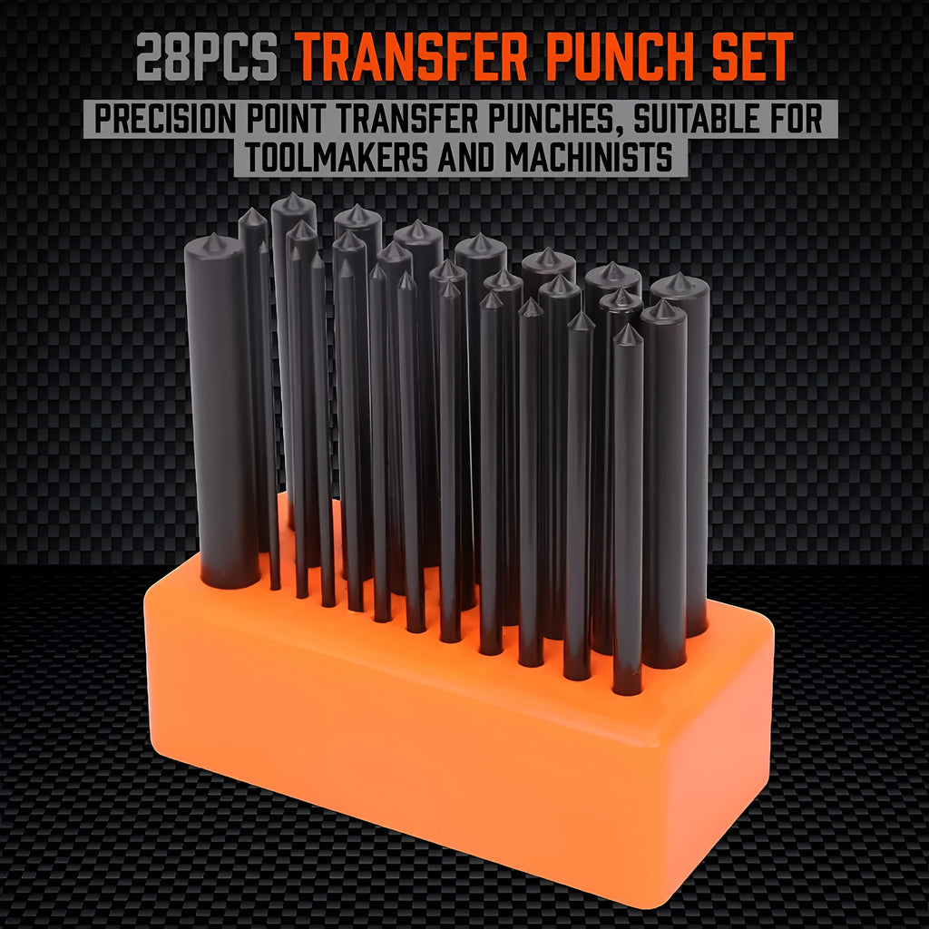 Orange alloy plastic punch needle tool with metal head on white surface