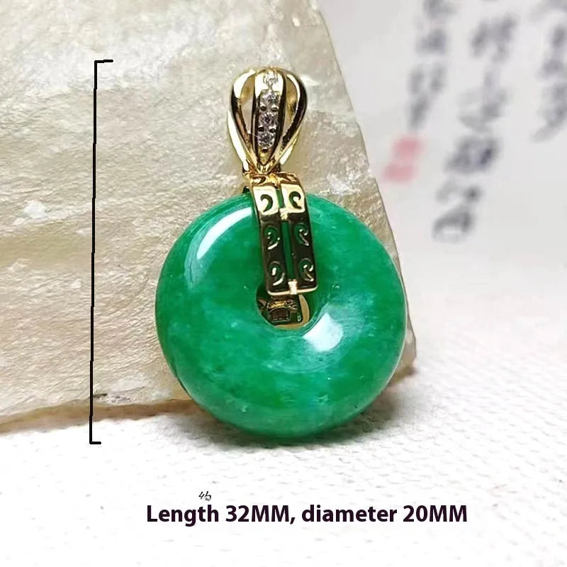 Quartz rock jade safety buckle pendant with vacuum electroplated emerald green finish