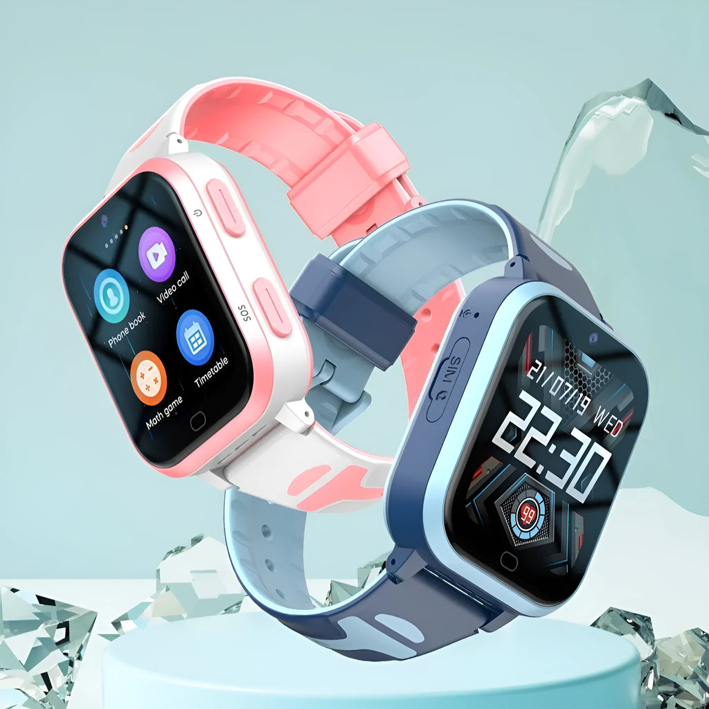 Child smart phone watch with 1.83 inch screen, 4G waterproof, in black colour, with touch button interface