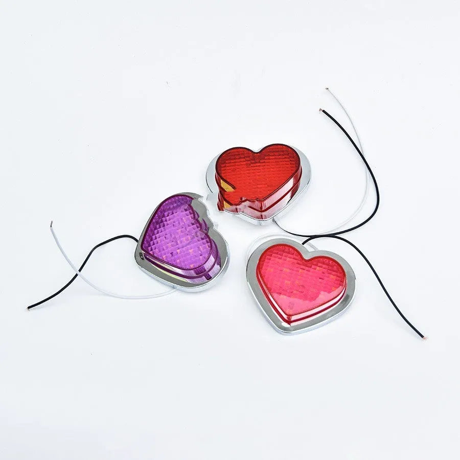 Heart-shaped 12V LED auto sidelight for fender mounting in multiple colour options