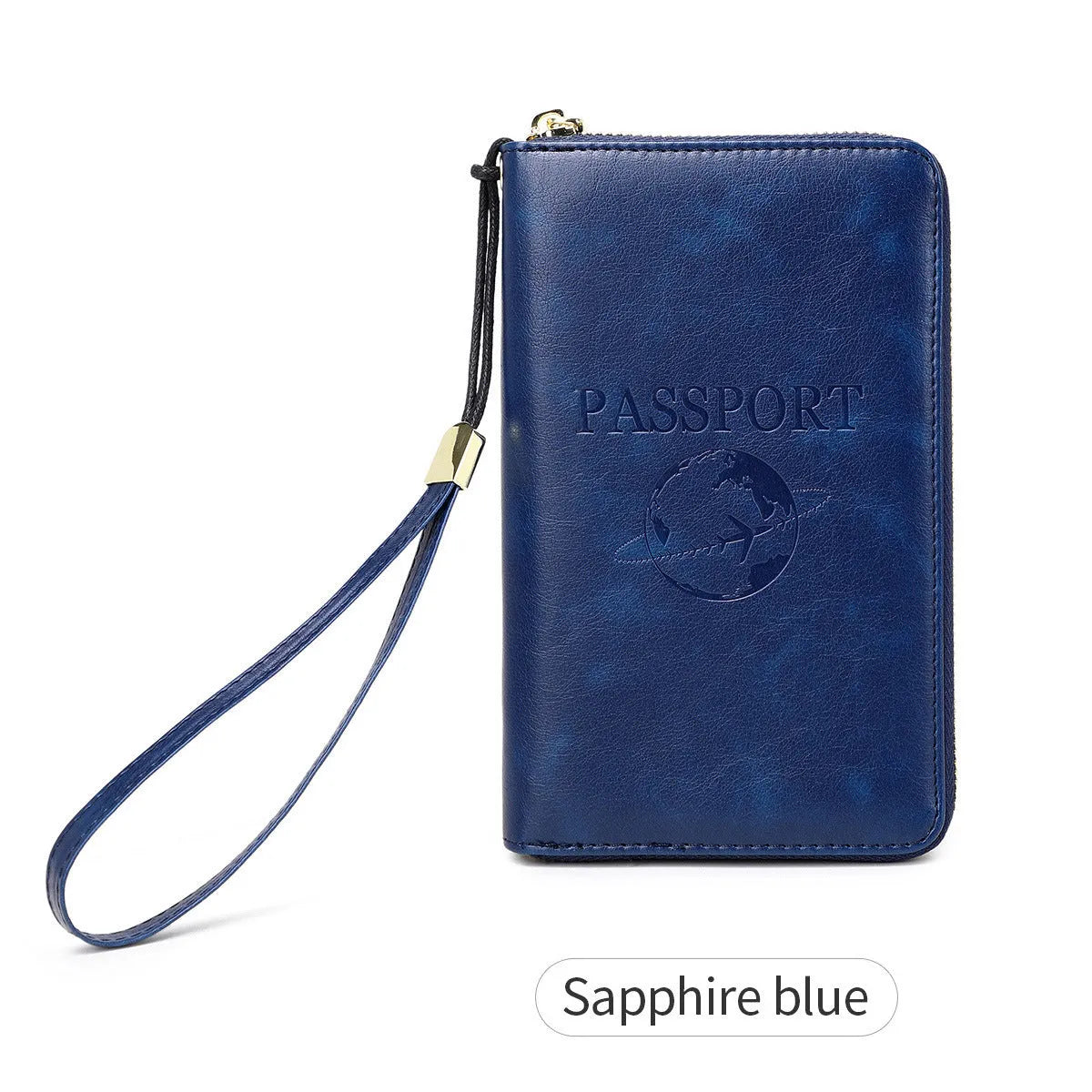 Multifunctional travel document package in brown PU with letter print, anti-theft card slot and 18.5x2.5x11cm size