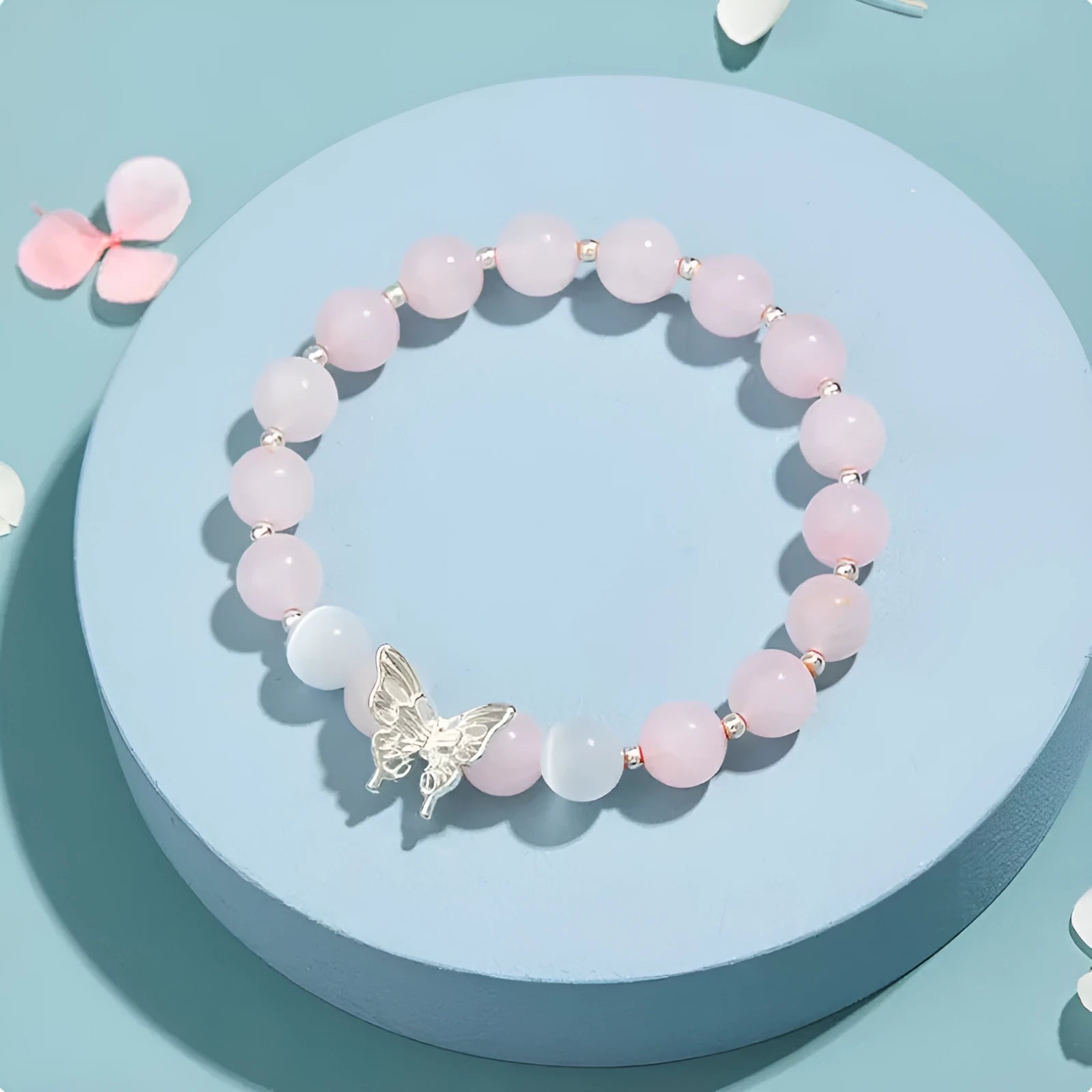 Cat eye crystal bracelet for women with butterfly and bow design in princess style