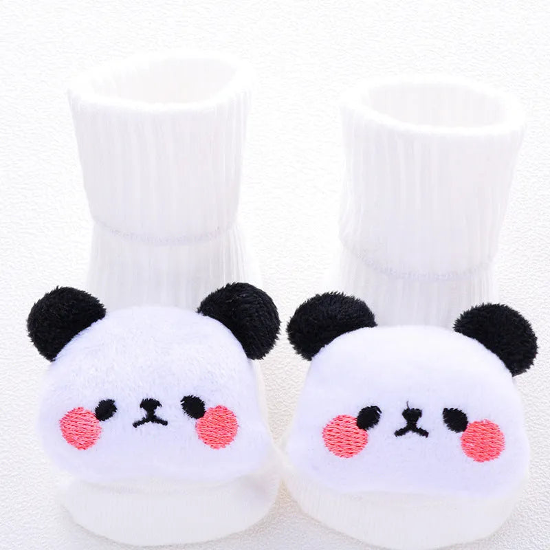 Cotton baby floor socks in multiple patterns including blue bow and lion designs
