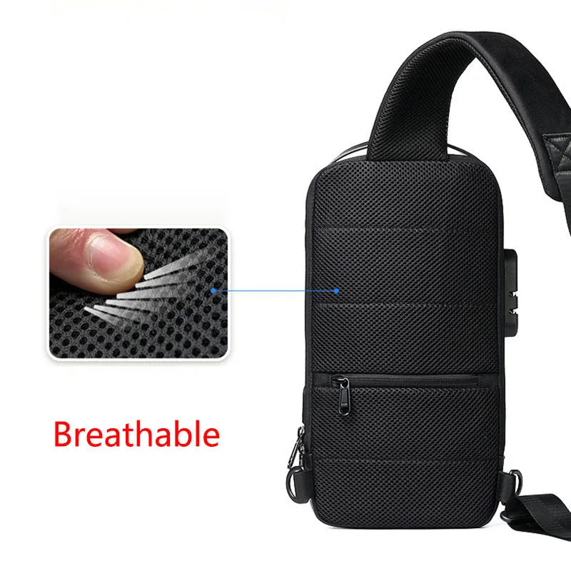 Waterproof Oxford cloth anti-theft crossbody bag with zip closure and shoulder strap.