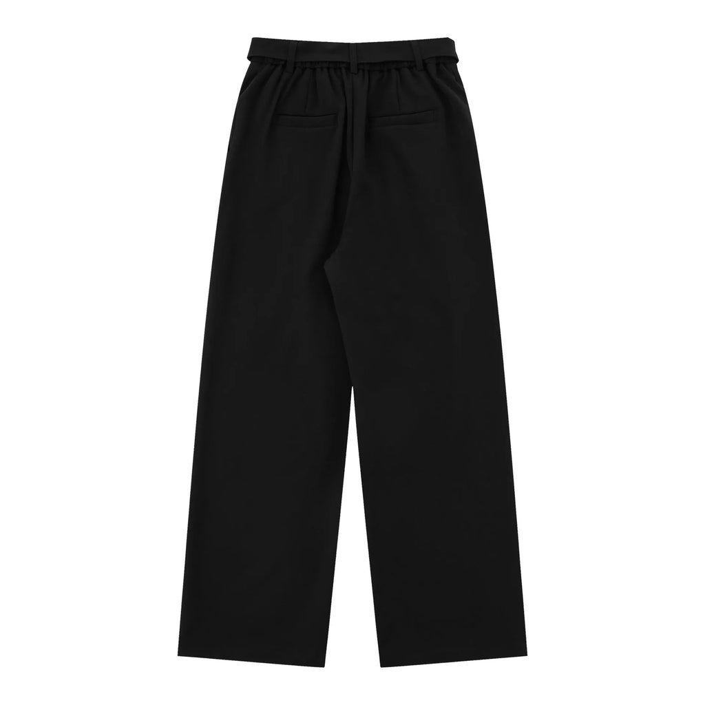 Loose high waist wide-leg trousers in black and brown polyester for women, S to XL sizes