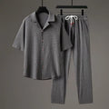 Asian fit men's Chinese style half sleeve two-piece set in white suit with wool lining and polyester fibre fabric