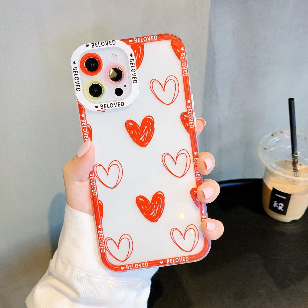 Pink love heart angel eyes TPU back cover phone case for iPhone 13 Pro Max