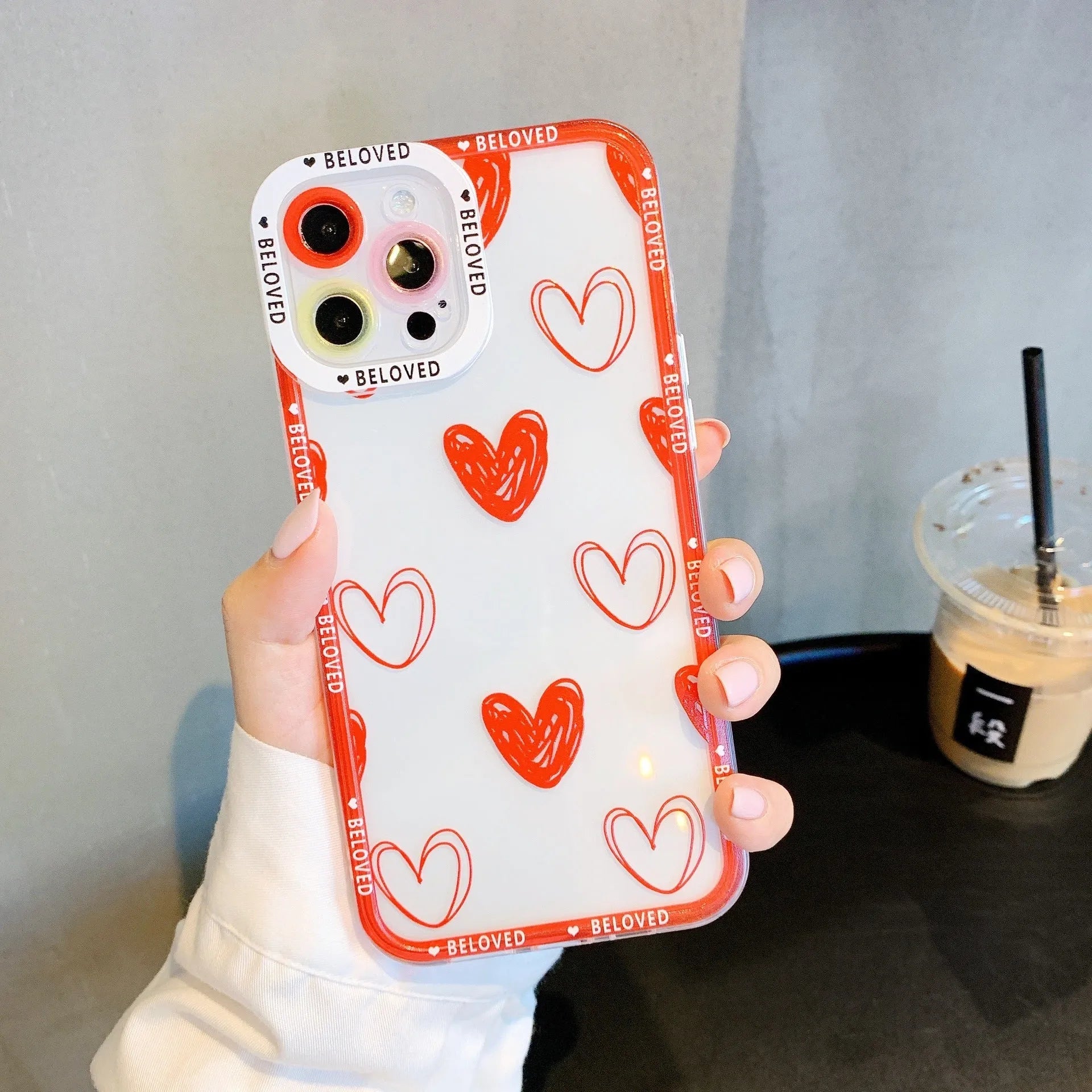 Pink love heart angel eyes TPU back cover phone case for iPhone 13 Pro Max