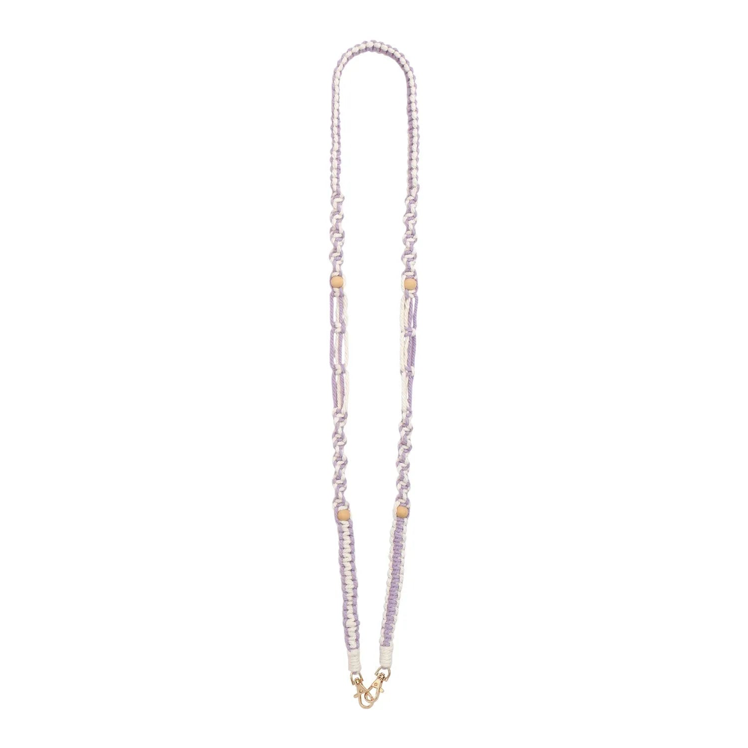 Hand-woven cotton mobile phone charm crossbody strap with alloy connectors in bohemian vintage pastoral style, available in multiple colours.