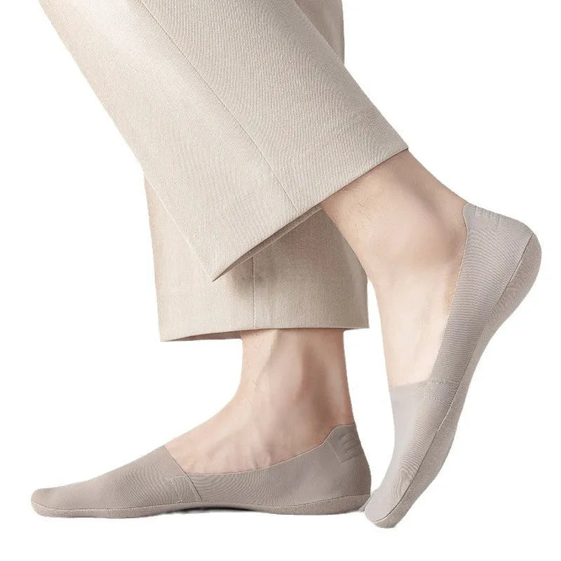 Cotton ice silk men's low cut invisible socks in black