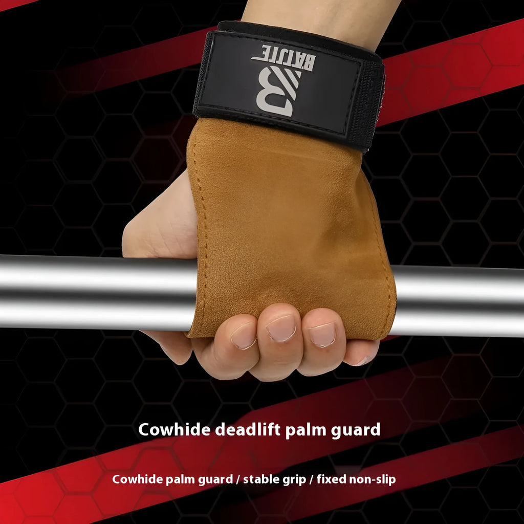 Pair of brown wrist protector grip strength bands for universal fitness and pull-up bar support