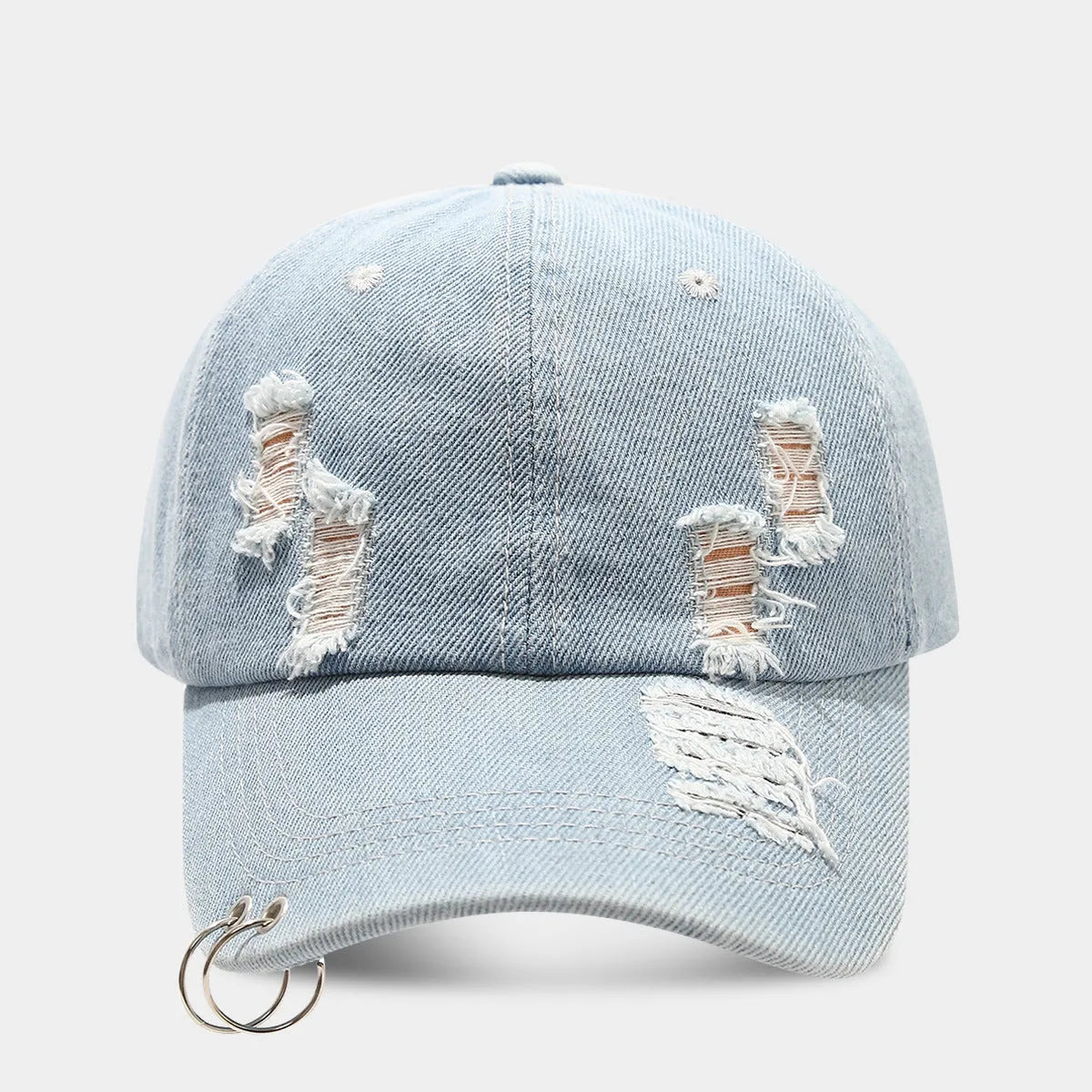 Men's denim peaked cap with dome crown and adjustable strap in black colour option