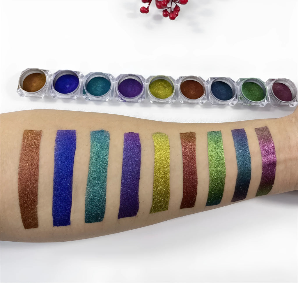 Pot of chameleon pigment pearl powder for cosmetic nail art, loose powder, eight colour styles