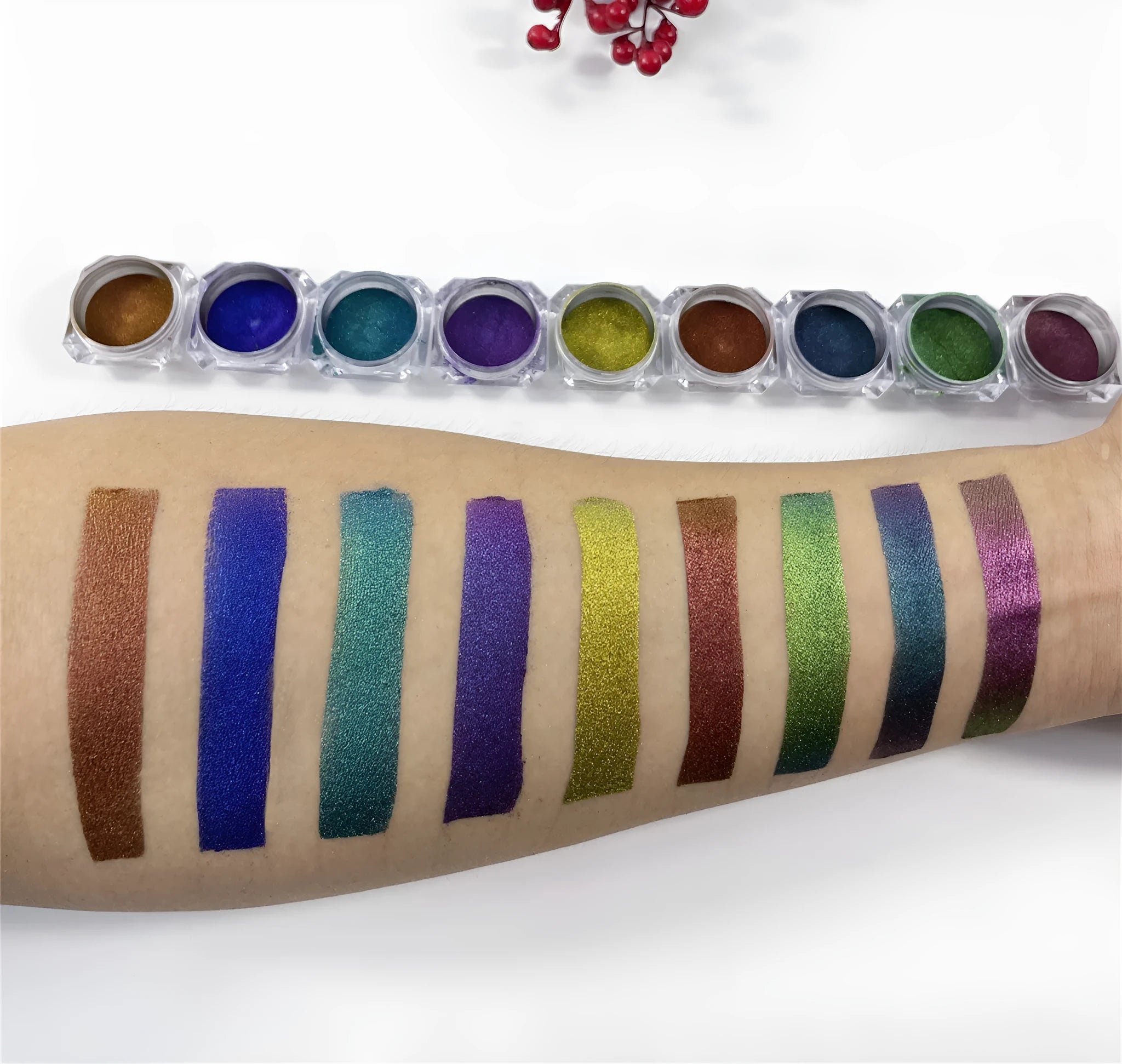 Pot of chameleon pigment pearl powder for cosmetic nail art, loose powder, eight colour styles