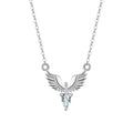 925 sterling silver eagle pendant necklace with adjustable O-ring chain in white gold finish