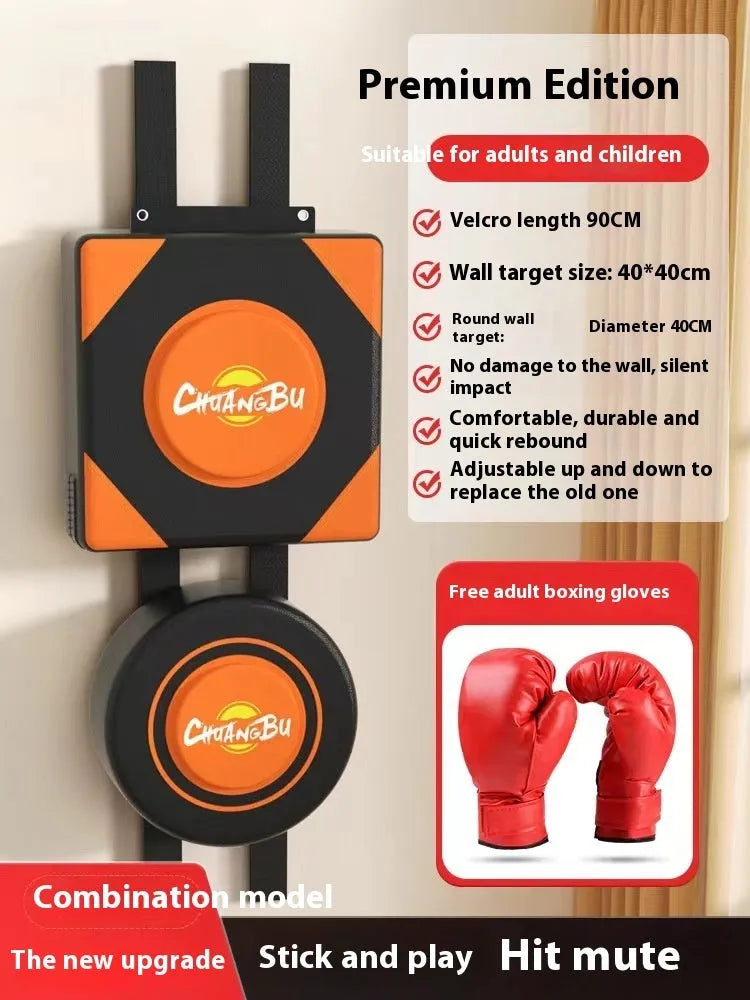 Boxing sandbag home fight wall target hanging PU punch bag with round square options and boxing gloves