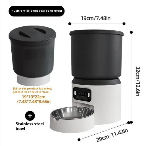 4 litre smart pet feeder with Wi-Fi connectivity and optional video monitoring camera