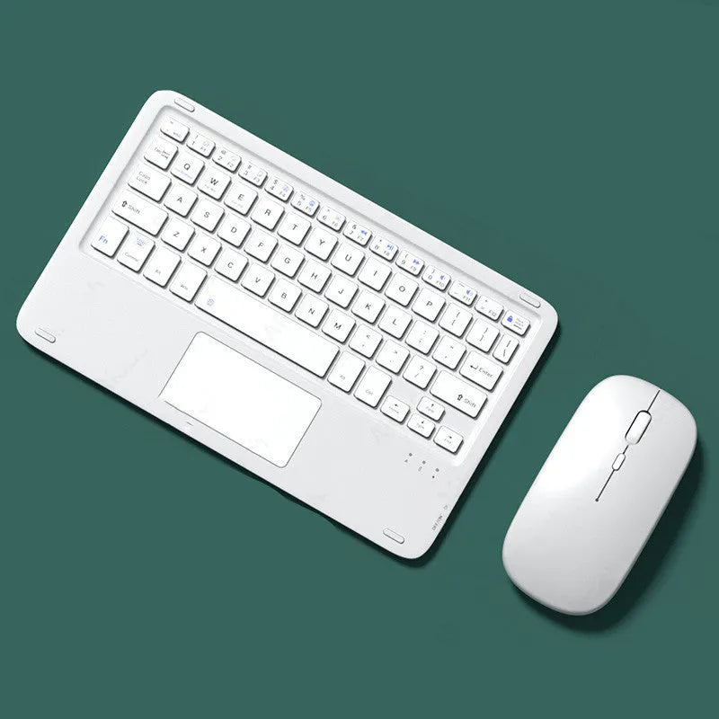 Bluetooth wireless keyboard and dual-mode rechargeable mouse set in pink colour on a desk.