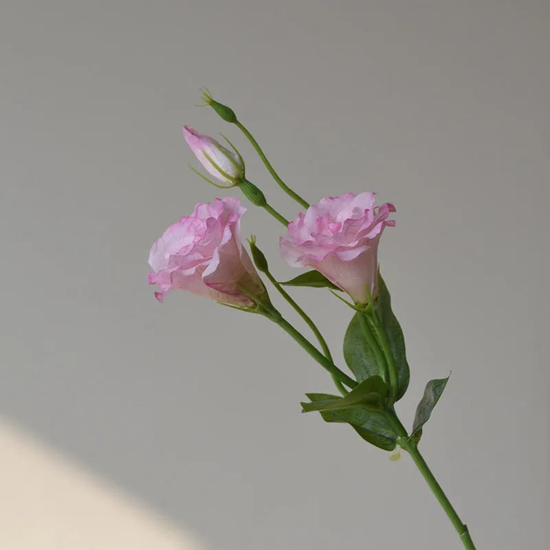 Artificial silk eustoma flower with three heads beige wedding home decoration