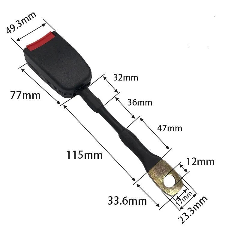 Car seat belt buckle with 20CM long steel wire base and black buckle head