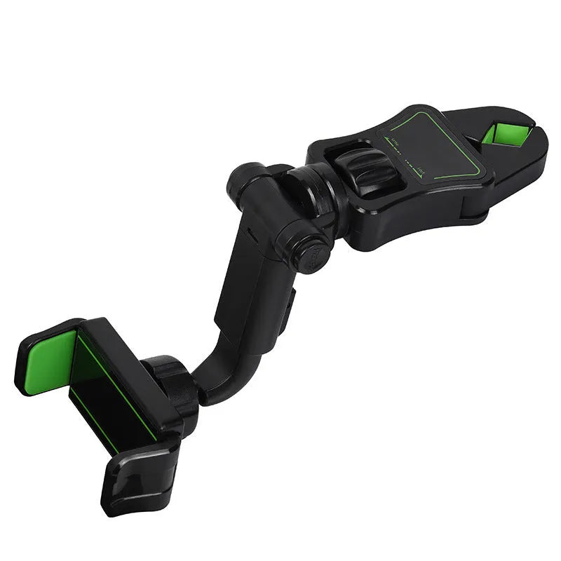 Car mobile phone holder clipped onto rear view mirror bracket, universal fit for GM vehicles, ABS plastic, black and green colour option