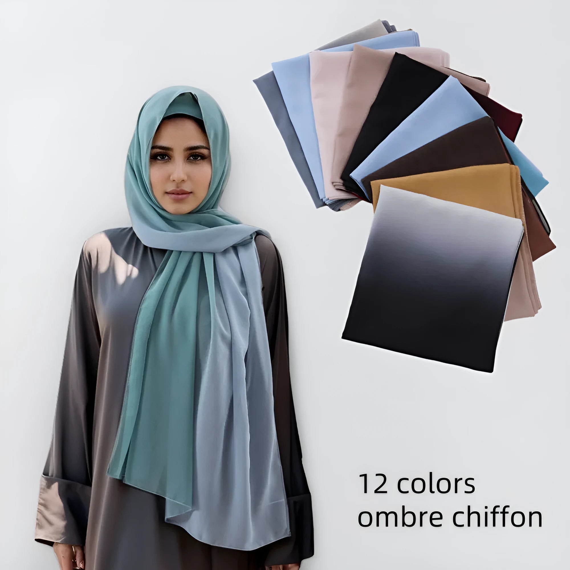 Breathable soft chiffon scarf for women 175cm long polyester fibre summer colour options
