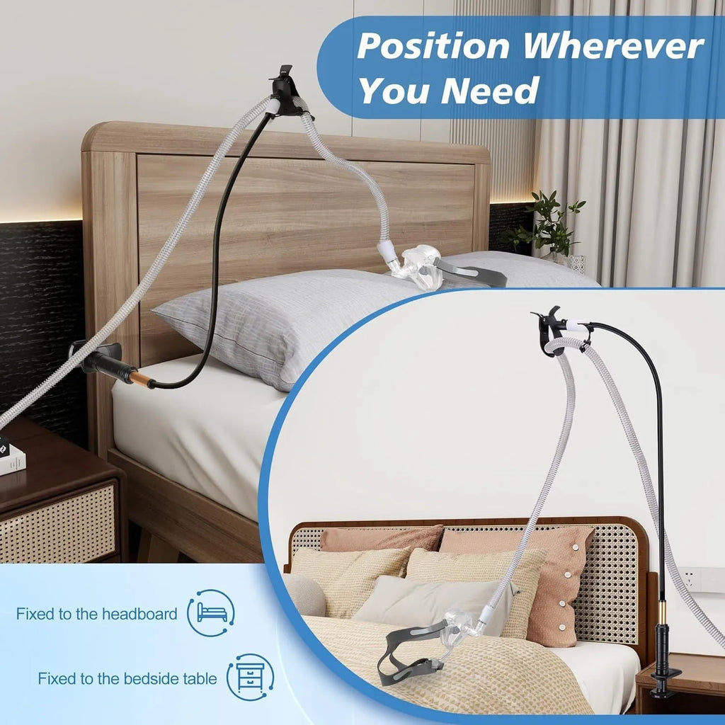 Black universal 95cm bedside fixed ventilator hose bracket made from aluminium alloy and ABS