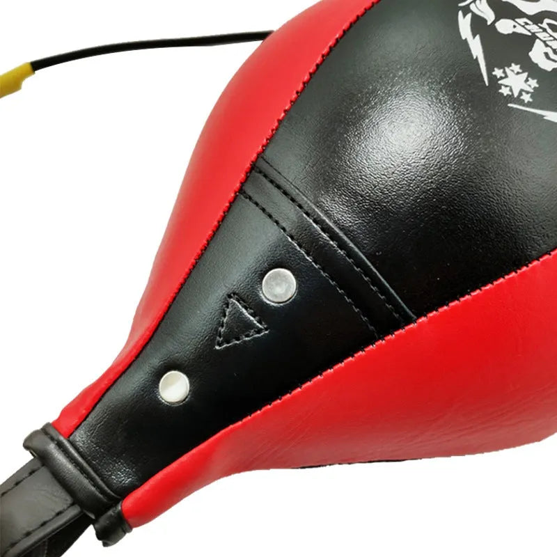 Diamond pattern boxing speed ball in black and red for Muay Thai and reaction training