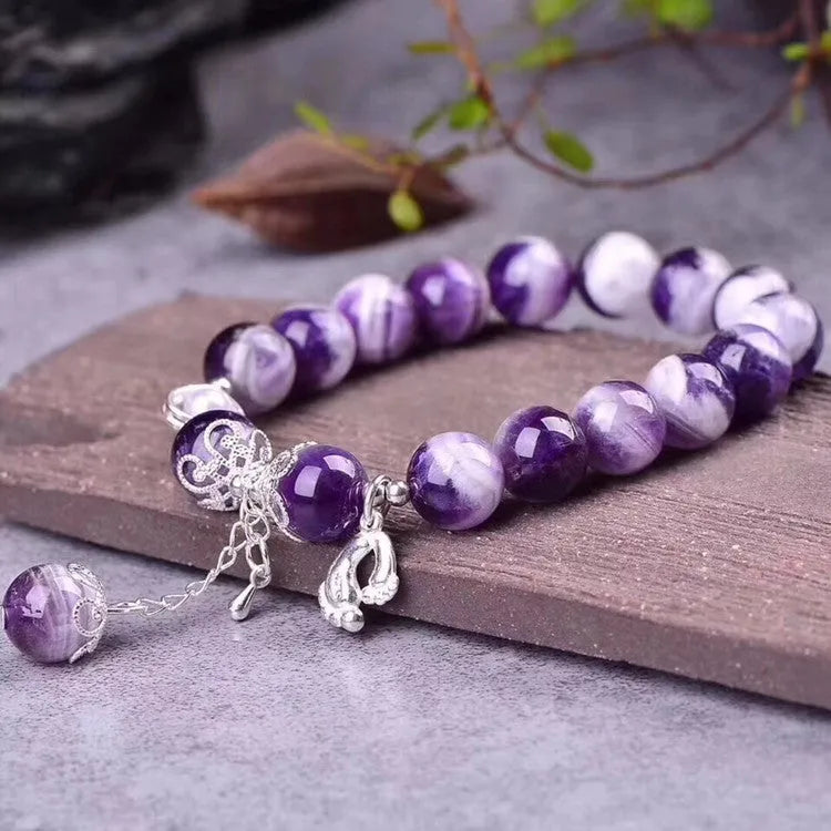Natural Dream Amethyst Bracelet with 10mm round beads in purple for women's fashion OL style