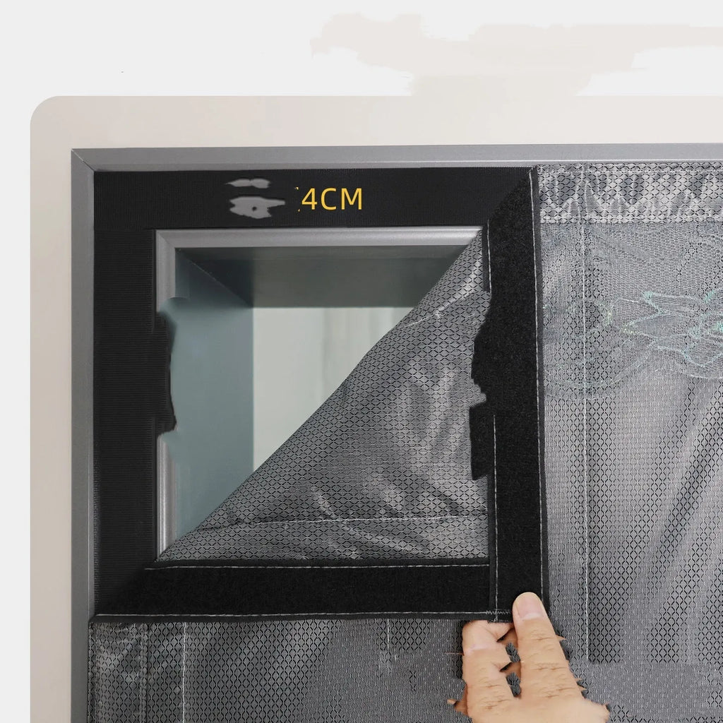 Full seam magnetic door curtain in New Chinese style Oxford cloth coffee vertical stripe pattern for doorway insulation