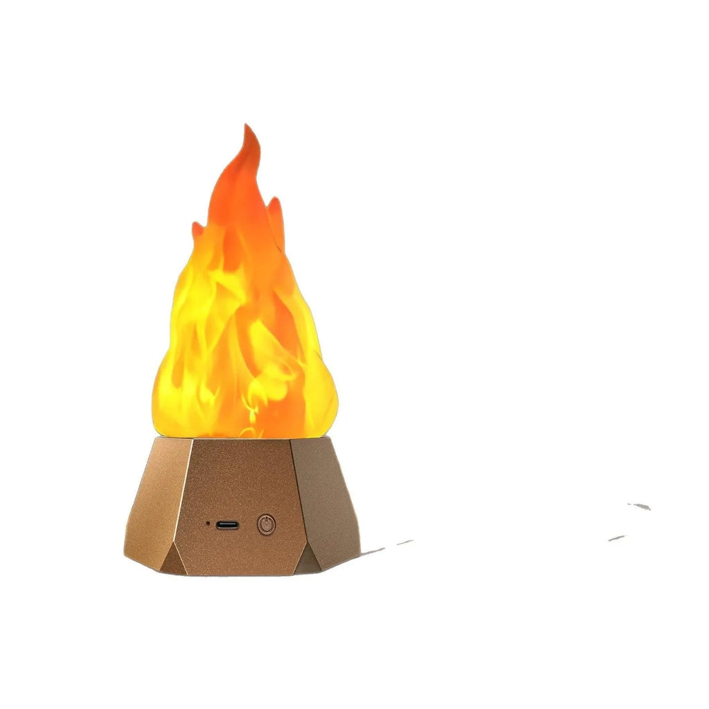 Flame shaped outdoor decorative light with vinyl shell and gold charging base