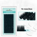 Artificial fibre false eyelashes with soft velvet finish showing density and length options