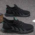 Summer mesh lightweight fat foot student leisure sneakers with stripe pattern, low top, flat heel, breathable upper