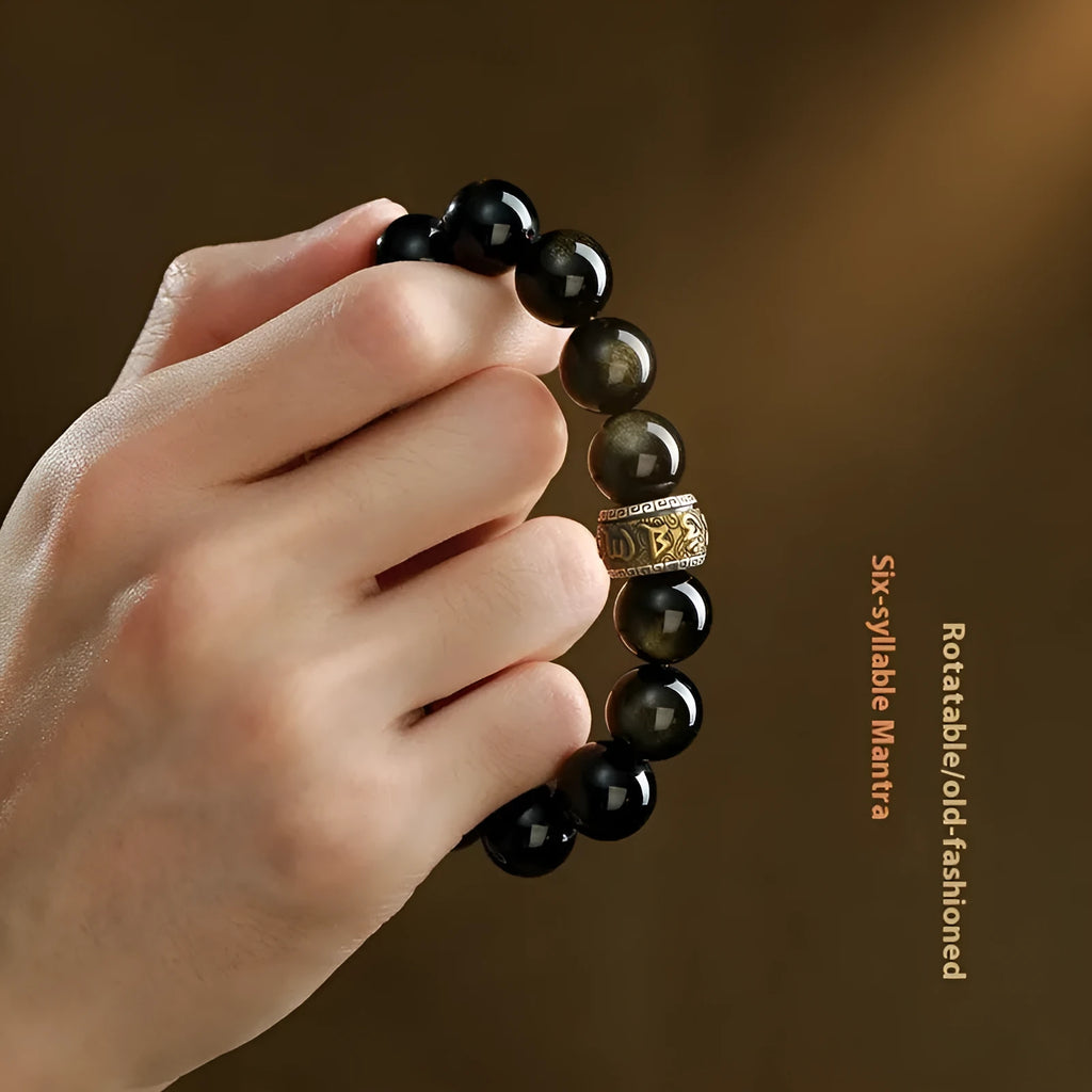 Natural retro hand-beaded cinnabar bracelet with silver stone beads featuring carved animal zodiac motifs