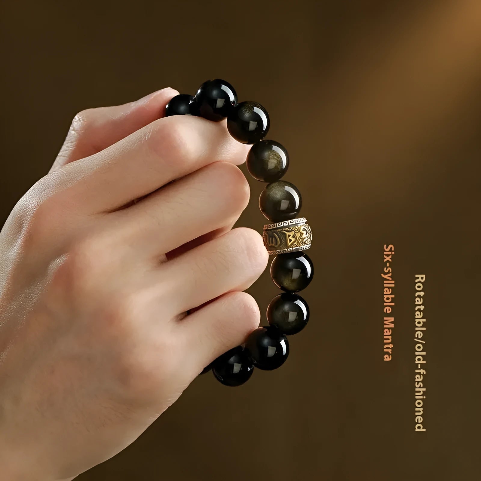 Natural retro hand-beaded cinnabar bracelet with silver stone beads featuring carved animal zodiac motifs