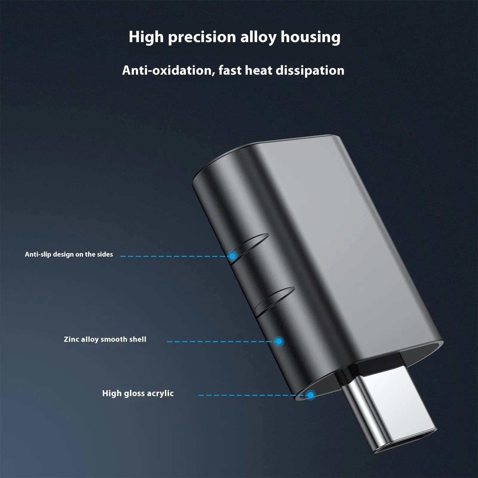 USB data charging converter with zinc alloy shell in metallic champagne gold finish